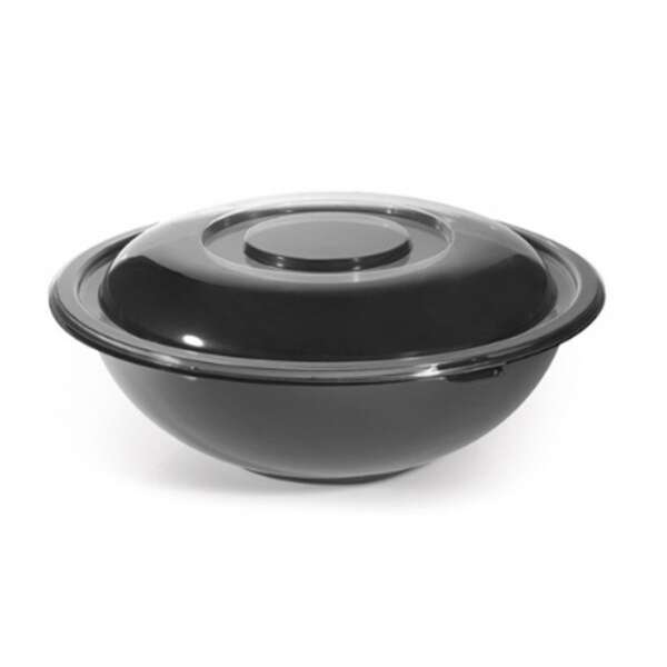 Fineline Settings 5048-BK, 48 Oz Super Bowl PET Black Salad Bowl, 50/CS