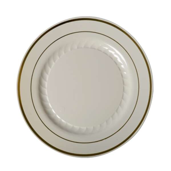 Fineline Settings 507-BO, 7.5-inch Silver Splendor Bone Plate with Golden Rim, 150/CS