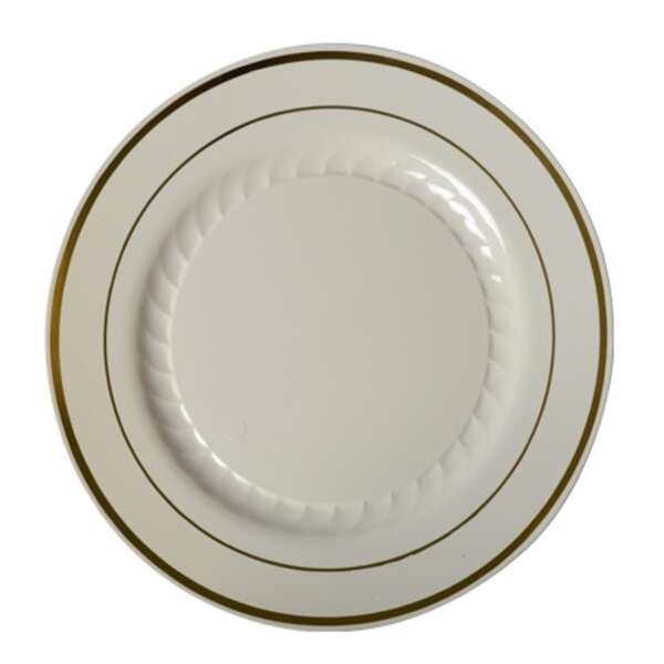 Fineline Settings 509-BO, 9-inch Silver Splendor Bone Plate with Golden Rim, 120/CS