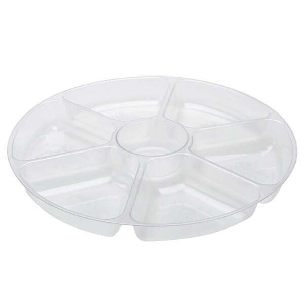 Fineline Settings D16070.CL, 16-inch 7-Compartment Platter Pleasers Clear Polystyrene Deep Tray, 12/CS (Discontinued)