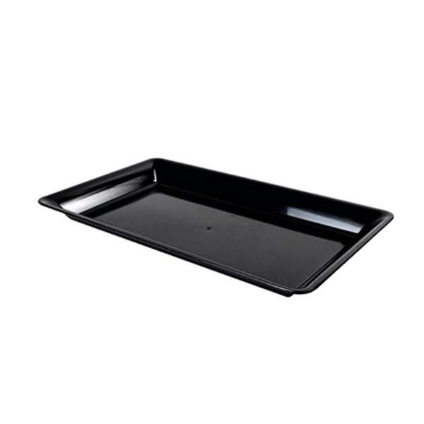 Fineline Settings RC474.BK, 18x16-inch Platter Pleasers Polystyrene Black Rectangular Tray, 25/CS