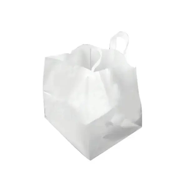 Glopack SQUBB6, #6.5 14x11.5x12-Inch 3-Mil Half-Size White Plastic Bag with Soft Loop Handle Closure, 200/CS