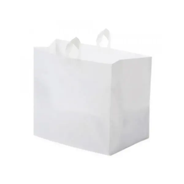 Glopack SQUBB7, 22x14x15.25-Inch 3.5 Mil Full Size Soft Loop Handle White Plastic Catering Bag, 100/CS