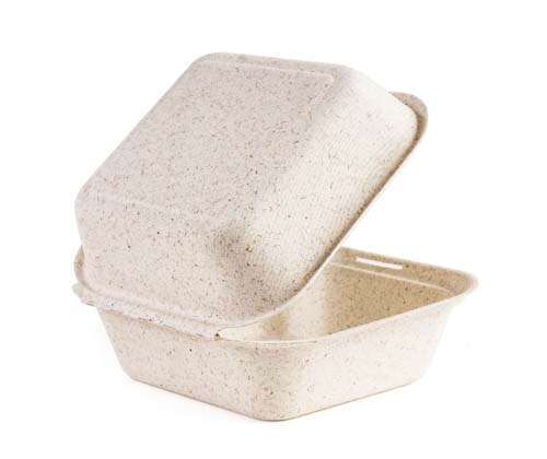 Green Wave International Green Wave OV-B066 6x6x3-Inch Ovation Marbled Bio Burger Container with a Hinged Lid, 400/CS