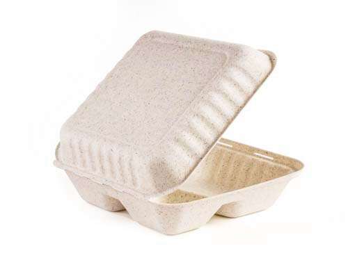 Green Wave OV-B093 9x9x3-Inch Ovation Marbled 3-Compartment Bio Container with a Hinged Lid, 300/CS