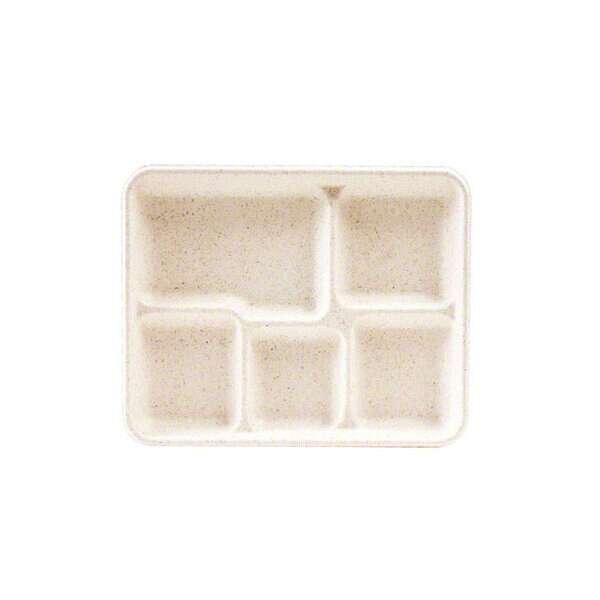 Green Wave International Green Wave PF-EV-T023, 5-compartment Evolution Compostable School Tray, 400/CS