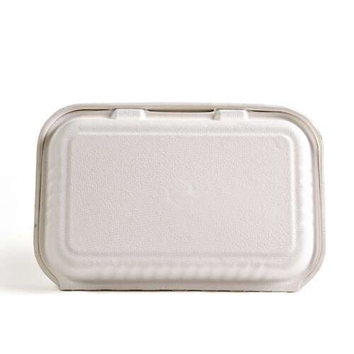 Green Wave TW-BOO-003 9x6x3-Inch Evolution White Bio Bagasse Container with a Hinged Lid, 300/CS