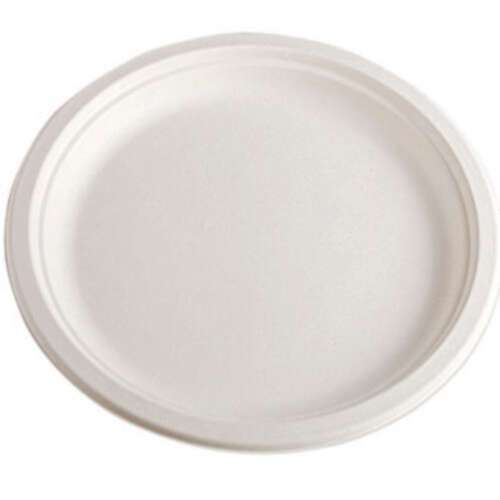 Green Wave International Green Wave TW-POO-013 9.5" Evolution White Bio Bagasse Round Plate, 500/CS (Discontinued)