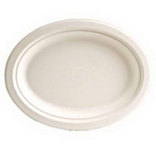 Green Wave International Green Wave TW-POO-016 7.5x10-Inch Evolution White Bio Bagasse Oval Plate, 500/CS