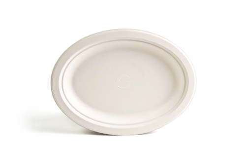 Green Wave TW-POO-016 7.5x10-Inch Evolution White Bio Bagasse Oval Plate, 500/CS