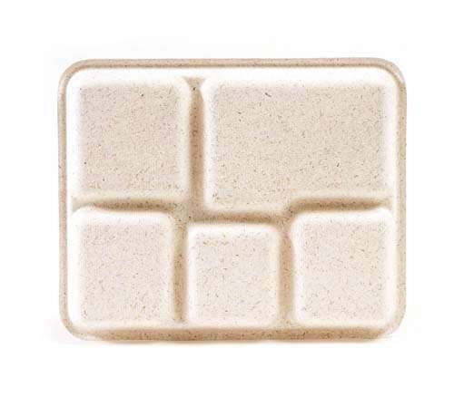 Green Wave International Green Wave TW-TOO-023 Ovation Marbled 5-Compartment Bio Food Tray, 400/CS