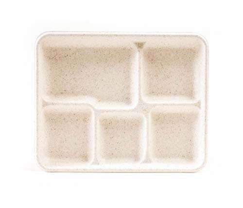 Green Wave TW-TOO-023 Ovation Marbled 5-Compartment Bio Food Tray, 400/CS