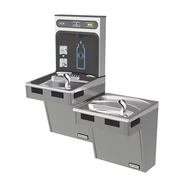 Halsey Taylor HTHB-HACG8BLPV-NF, Bottle Filling Station & Bi-Level ADA Cooler High Efficiency Non-Filtered Refrigerated Platinum Vinyl