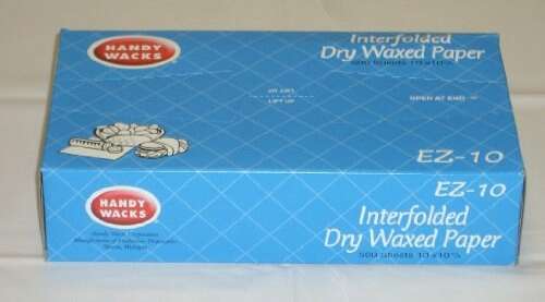 Handy Wacks EZ15C-X, 15x10-3/4-Inch Interfolded Medium Grade Dry Waxed Paper, 500-Piece Pack