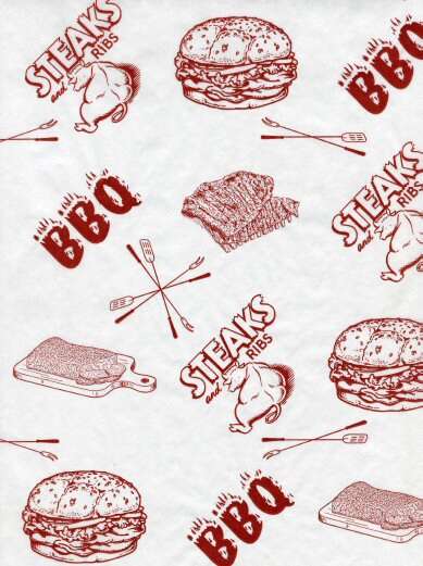 Handy Wacks FDP12BBQ-GP-X, 12x12-Inch White Flat Greaseproof Deli Paper with BBQ Print, 1000-Piece Pack