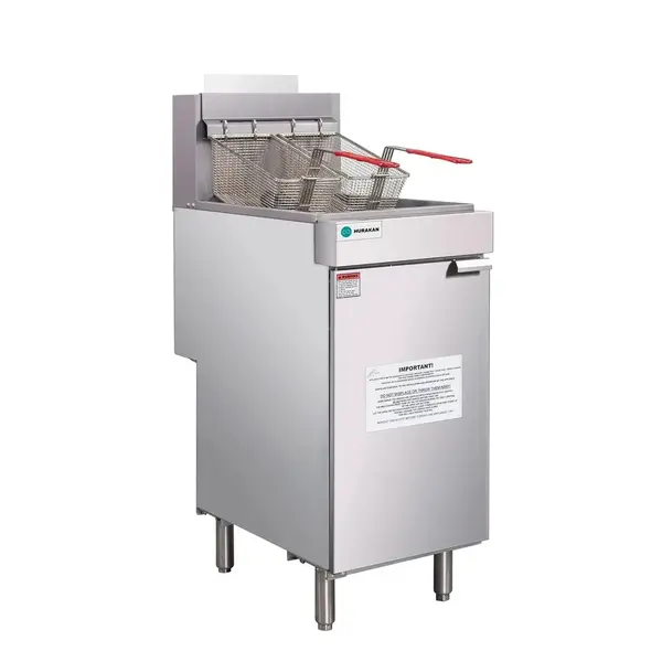 Hurakan HKN-FXF70A, 70 Lb Full Pot Floor Model Natural Gas Fryer, 150000 BTU