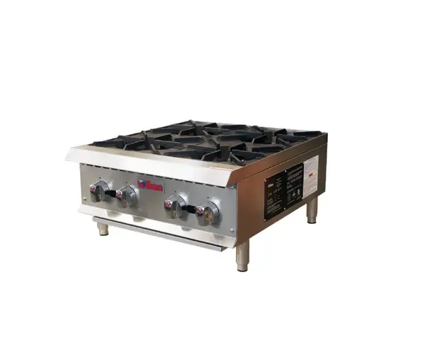 IKON IHP-4-24, 24-inch 4-Burner Manual Control Gas Hotplate, 100,000 BTU