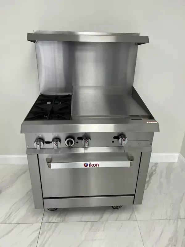 IKON IR-2B-24MG-36, 36-Inch 2-Burner Gas Range with Griddle and Standard Oven