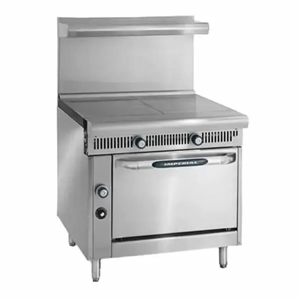 Imperial IHR-2HT-C, 36-Inch 2-Burner Range with Convection Oven and Two 18-Inch Hot Tops, NSF