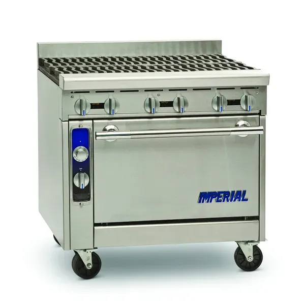 Imperial IHR-4, 36-Inch 4 Open Burner Heavy-Duty Range with Standard Oven, NSF