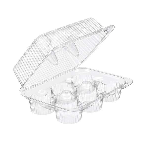 Inline SLP56, 9.56x6.9x4-Inch 87.9 Oz 6-Muffin Clear PET Clamshell Container, 300/CS