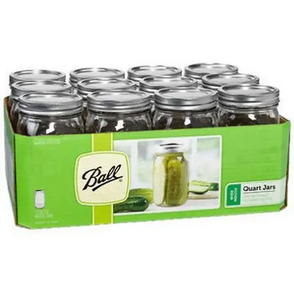 Jars BALL BL67000, 32-Ounce Wide Mouth Mason Jars, 12-Piece Set