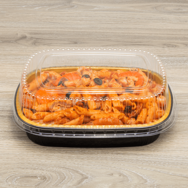 Karat AF-TOP48-COMBO, 48 Oz Aluminum Foil Take Out Pan with Dome Lid, 50/CS