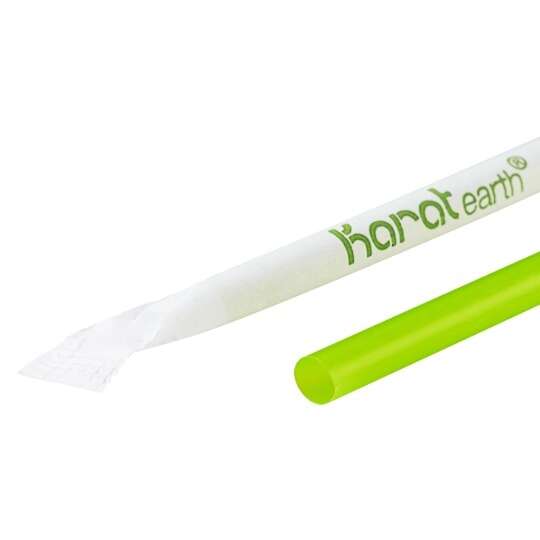 Karat KE-C9230 (Green) 9-inch Jumbo PLA Wrapped Straws, 2500/Cs
