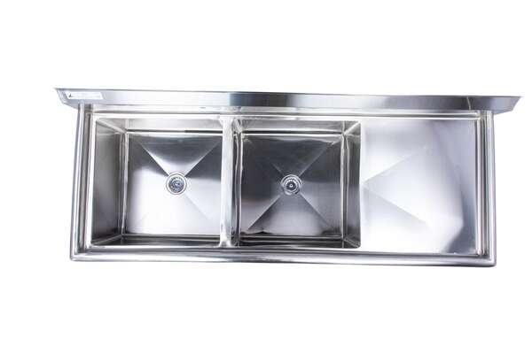 KCS 2S-1821-2R, 18x21-Inch 2-Compartment Stainless Steel Sink with Right Drainboard