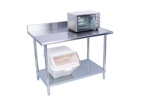 KCS WG-2436-B, 24x36-Inch Stainless Steel Work Table with Backsplash and Galvanized Undershelf
