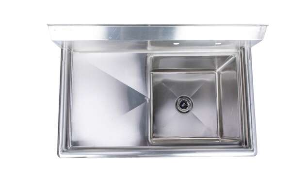 L&J BAR1014-1L 10x14-inch Stainless Steel 1-Compartment Bar Sink with Left Drainboard