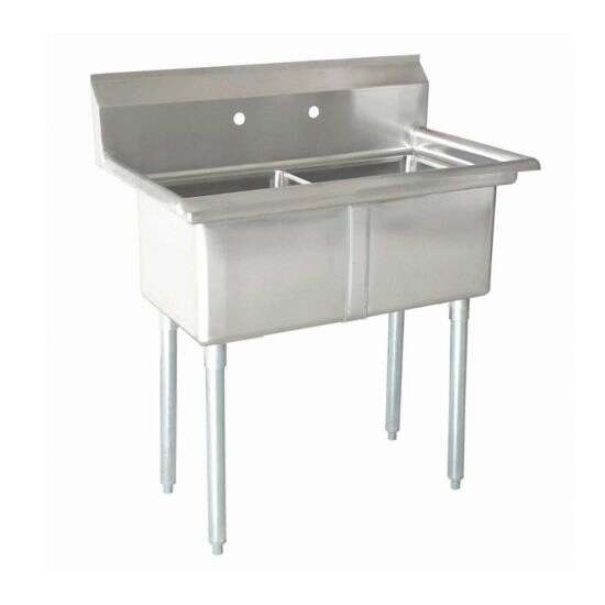 L&J LJ1515-2 15x15-inch Stainless Steel 2-Compartment Sink