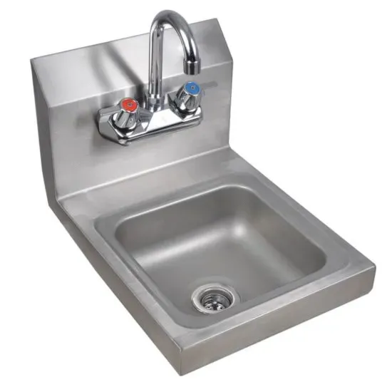 L&J WHS1212-5D, 12-Inch Stainless Steel Wall Hung Hand Sink with Faucet