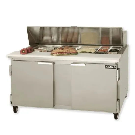 Leader ESLM60, 60-Inch 2 Door Mega Top Bain Marie / Sandwich & Salad Refrigerated Prep Table