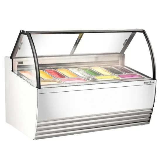 Marchia Display Company Marchia GIC-13, 70-Inch 13-Pan White Gelato Ice Cream Dipping Cabinet Display Freezer