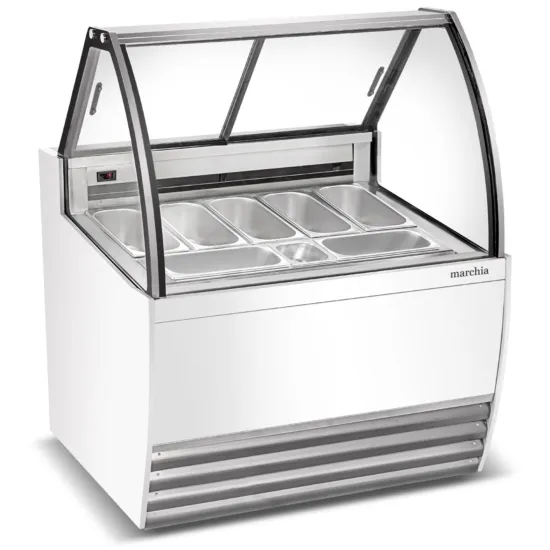 Marchia Display Company Marchia GIC-7, 42-Inch 7-Pan White Gelato Ice Cream Dipping Cabinet Display Freezer
