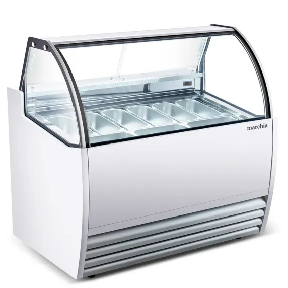 Marchia Display Company Marchia GIC-9, 51-Inch 9-Pan White Gelato Ice Cream Dipping Cabinet Display Freezer