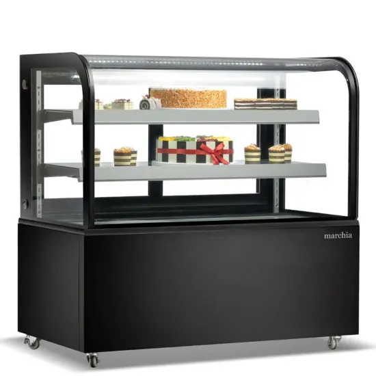 Marchia Display Company Marchia MB48-B, 48-inch Floor Model Curved Glass Refrigerated Display Case, Black
