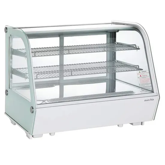 Marchia Display Company Marchia MDC161-W, 36-Inch White Countertop Refrigerated Curved Glass Bakery Display Case with LED Lighting