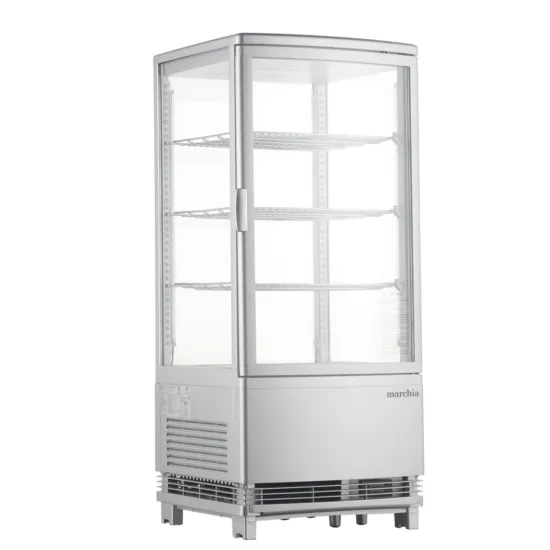 Marchia Display Company Marchia MDC78S, Silver Countertop Refrigerated Glass Display Case with LED Lighting