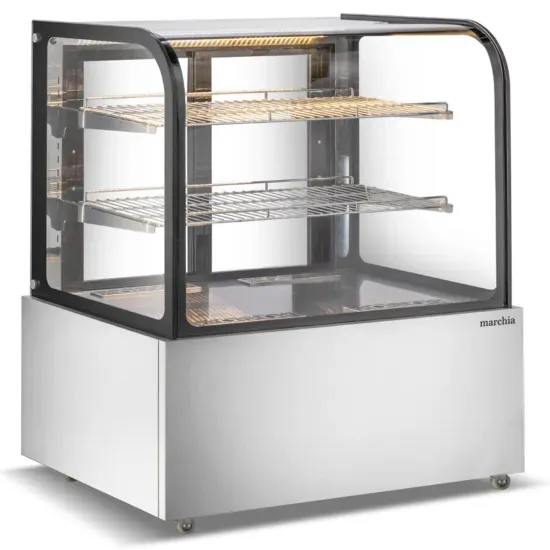 Marchia Display Company Marchia MH48, 48-Inch Curved Glass Heated Display Warming Case, Stainless Steel