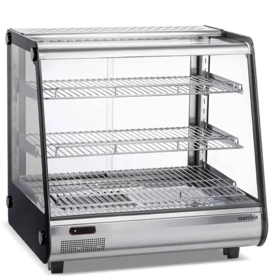 Marchia Display Company Marchia MHC121, 27-Inch Heated Stainless Steel Countertop Display Case with Front Slanted Glass