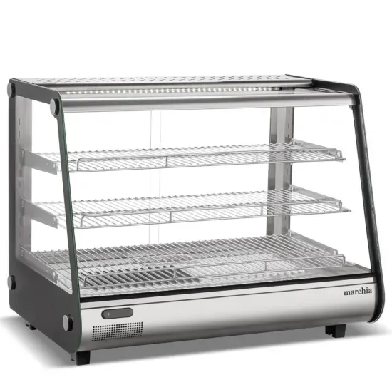 Marchia Display Company Marchia MHC161, 34-Inch Heated Stainless Steel Countertop Display Case with Front Slanted Glass