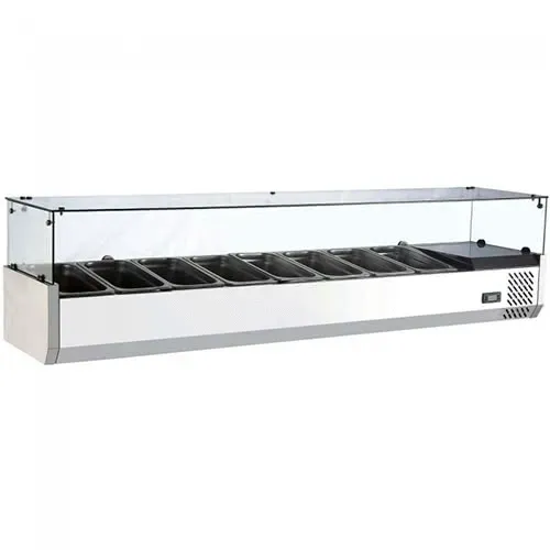 Marchia Display Company Marchia MTR8 80-inch Refrigerated Countertop Salad Bar, Topping Rail