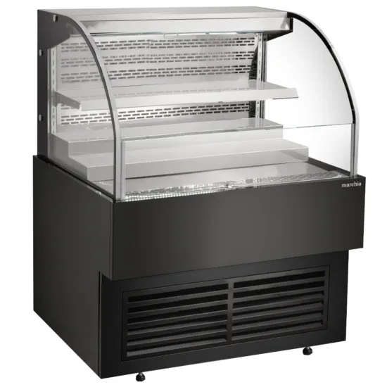 Marchia Display Company Marchia USTAR36G, 36-Inch Black Low Profile Open Air Cooler Grab and Go with Middle Shelf