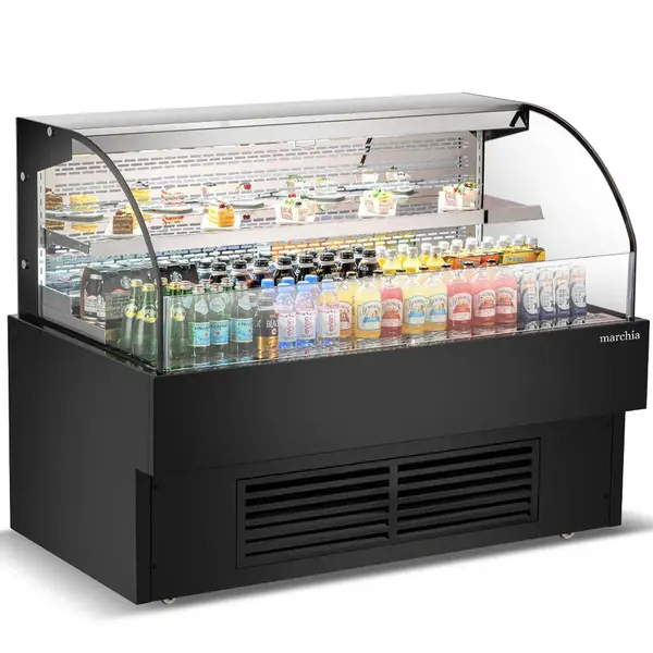 Marchia Display Company Marchia USTAR60G, 60-Inch Black Low Profile Open Air Cooler Grab and Go