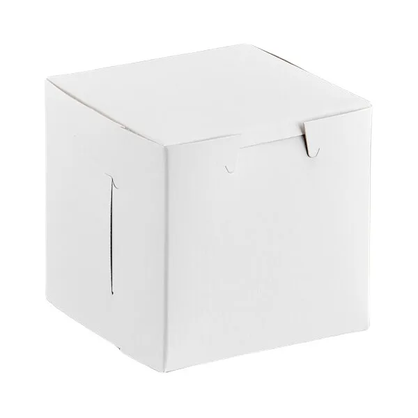 - 444C, 4x4x4-Inch White 1-Pc Lock Corner Clay Cake Box, 200/BD