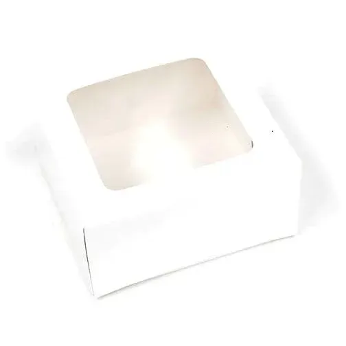 - 663CW, 6x6x3 White Window 1-pc Automatic Cake Box, 200/BD