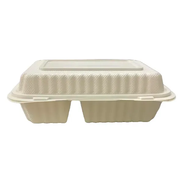 - BG962, 9x6-Inch 2-Comp White Microwavable Hinged MFPP Container, 150/CS