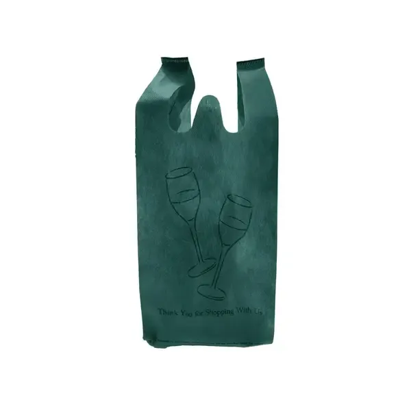 NWLIQB2SHGR, 6.75x4.33x15.75-Inch 2 Bottle Green Shorty Non Woven Reusable Liquor Bag, 1000/CS